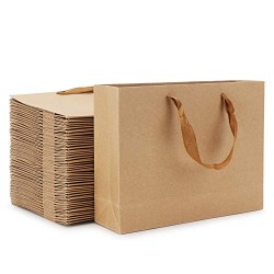 Kraft Shopping Bags, Eusoar 50pcs 8.6" x3.9'' x7'' Portable Brown Kraft Paper Gift Bags with Handles, Kraft Bags, Party Bags, Retail Handle Bags, Merchandise Bag, Wedding Party Bag