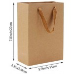 Brown Paper Bags, Eusoar 50pcs 5.9" x 2.3" x 7.8" Kraft Paper Shopping Bags with Handles, Merchandise Bags, Retail Handle Bags, Wedding Party Bags with Handle