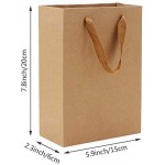 Merchandise Bags, Eusoar 25pcs 5.9" x 2.3" x 7.8" Brown Kraft Paper Bags with Handles, Kraft Bags, Party Bags, Retail Handle Bags, Paper Shopping Bags, Wedding Party Bags