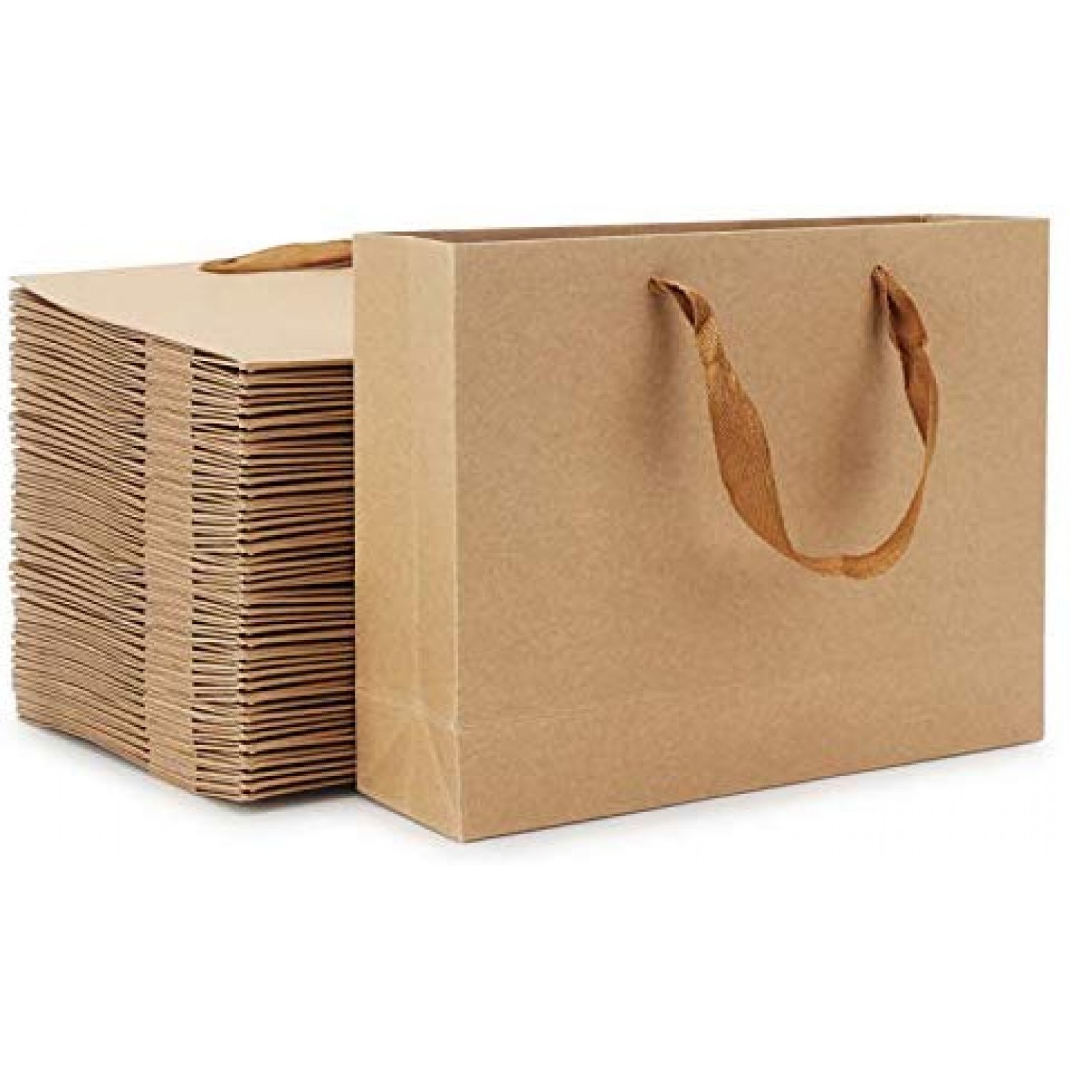 Party Gift Bags 250pcs White Kraft Shopping Paper Bag 60# Natural Kraft Paper Shoppers,5 1/4 x 3 1/2 x 8 1/4 ~250 Bags~ Mechandise
