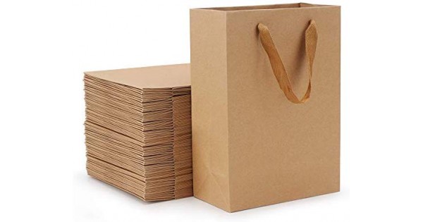 Retail Bags Kraft Merchandise 16x6x12 inches 50 Pcs Party Goody Orange Paper Bags with Handles Take-Out Favor Bulk Gift Bags Paper Shopping Bags Vogue Size Large 