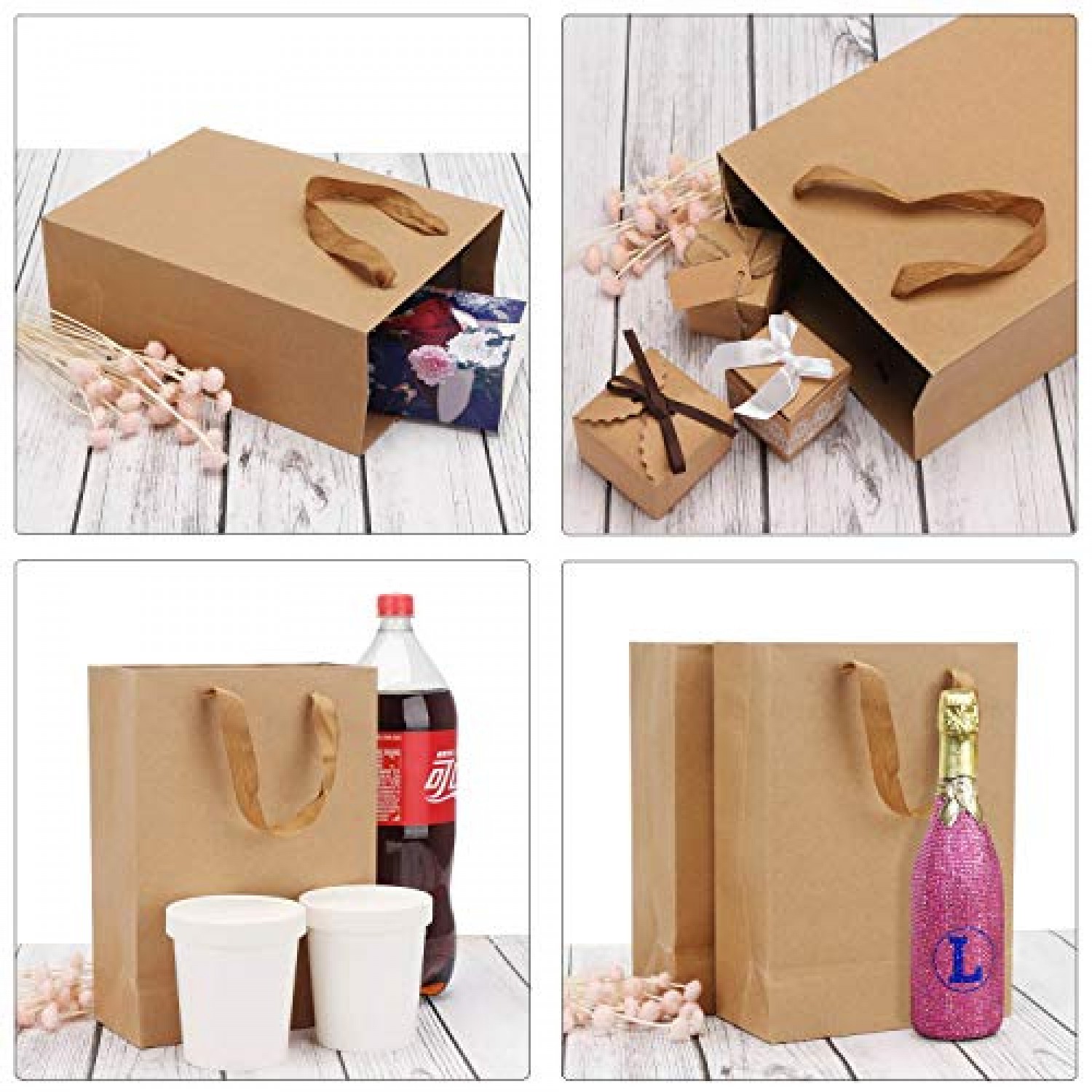 Party Bags Kraft Retail Merchandise Bags Kraft Craft Paper Gift Bags with Ribbon Handle Large Kraft Gift Bags Eusoar 8x3x13 20Pcs Paper Bags for Clothes Wedding Gift Bags Bulk Shopping Bags 