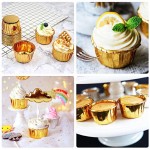 50 Count Aluminum Foil Muffin Cups, Eusoar 3.5 Ounce Disposable Foil Muffin Liners, Gold Cupcake Baking Cups, Ramekin Aluminum Cupcake Tip Pan Ramekin Holders, Little Baking Cups