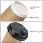 25pcs Disposable Hot Paper Coffee Cups, Eusoar 16 oz Disposable Double Walled Hot Cups with Lids, Perfect Travel To Go Party Paper Cups for Hot Coffee, Tea, Chocolate Drinks