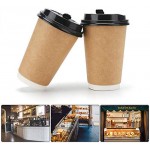 25pcs Paper Coffee Cups with Lids, Eusoar 8 oz Disposable Double Walled Hot Cups Containers with Lids, Perfect Travel To Go Party Paper Cups for Hot Coffee, Tea, Chocolate Drinks, Beverages