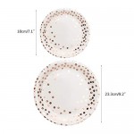 100 Count Disposable Paper Plates, Eusoar Rose Gold Dots Paper Plates Sets 50Pcs x 7" + 50Pcs x 9" , Lunch Dinner Dessert Plates, Birthday, Baby Shower, Wedding, Party Plates Dinnerware Bulk Sets