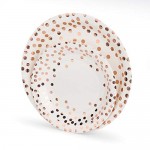 100 Count Disposable Paper Plates, Eusoar Rose Gold Dots Paper Plates Sets 50Pcs x 7" + 50Pcs x 9" , Lunch Dinner Dessert Plates, Birthday, Baby Shower, Wedding, Party Plates Dinnerware Bulk Sets