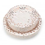 100 Count Disposable Paper Plates, Eusoar Rose Gold Dots Paper Plates Sets 50Pcs x 7" + 50Pcs x 9" , Lunch Dinner Dessert Plates, Birthday, Baby Shower, Wedding, Party Plates Dinnerware Bulk Sets