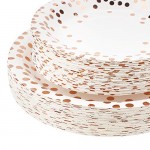 100 Count Disposable Paper Plates, Eusoar Rose Gold Dots Paper Plates Sets 50Pcs x 7" + 50Pcs x 9" , Lunch Dinner Dessert Plates, Birthday, Baby Shower, Wedding, Party Plates Dinnerware Bulk Sets