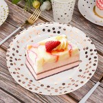 100 Count Disposable Paper Plates, Eusoar Rose Gold Dots Paper Plates Sets 50Pcs x 7" + 50Pcs x 9" , Lunch Dinner Dessert Plates, Birthday, Baby Shower, Wedding, Party Plates Dinnerware Bulk Sets
