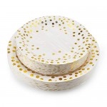 100Pcs Disposable Paper Plates, Eusoar Gold Dots Paper Plates Sets 50Pcs 7" + 50Pcs X9", Lunch Dinner Dessert Plates, Party Supplies, Birthday, Baby Shower, Wedding Plates Dinnerware Bulk Sets