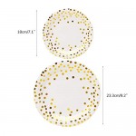 100Pcs Disposable Paper Plates, Eusoar Gold Dots Paper Plates Sets 50Pcs 7" + 50Pcs X9", Lunch Dinner Dessert Plates, Party Supplies, Birthday, Baby Shower, Wedding Plates Dinnerware Bulk Sets