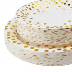 100Pcs Disposable Paper Plates, Eusoar Gold Dots Paper Plates Sets 50Pcs 7" + 50Pcs X9", Lunch Dinner Dessert Plates, Party Supplies, Birthday, Baby Shower, Wedding Plates Dinnerware Bulk Sets