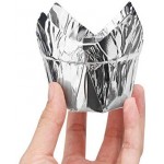 50Pcs Cupcake Muffin Liners, Eusoar 3.5 Ounce Aluminum Foil Baking Cups, Disposable Tulip Style Cupcake Cups, Baking Cups, Foil Cups, Aluminum Cupcake Pan Ramekin Holders