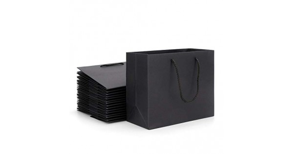 Small Black Paper Gift Bags (Pack of 12) | Black Party Supplies | Coloured  Party Supplies - Discount Party Supplies