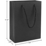 Paper Gift Bags, Eusoar 20pcs 7.8" x 3.9" x 11" Black Kraft Paper Bags with Handles Bulk, Shopping Bags with Handles, Lunch Bags, Merchandise Bag, Party Bags, Retail Handle Bags, Wedding Bags