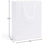 White Kraft Gift Bags, Eusoar 20pcs 9.8" x 5.1" x 12.5" Paper Shopping Bags Bulk, Paper Bags with Handles, Merchandise Bag, Party Favors Bags, Retail Handle Bags, Wedding Bags, Paper Lunch Bags