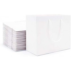 White Kraft Paper Bags, Eusoar 20pcs 8.6" x3.9'' x7'' Kraft Paper Gift Bags with Handles Bulk, Shopping Bags with Handles, Merchandise Bag, Party Favors Bags, Retail Handle Bags, Wedding Bags