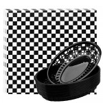  12pcs Serving Tray & 100pcs Wax Paper Liners, Eusoar Bread Baskets Wax Deli Paper, Restaurant Food Serving Tray Basket Sets for Restaurant Supplies, Deli Serving, Chicken, Burgers&Fries