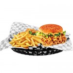  12pcs Serving Tray & 100pcs Wax Paper Liners, Eusoar Bread Baskets Wax Deli Paper, Restaurant Food Serving Tray Basket Sets for Restaurant Supplies, Deli Serving, Chicken, Burgers&Fries