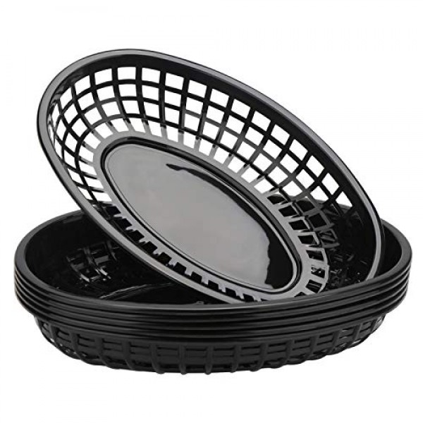 Bread Baskets, Eusoar 6Pcs 9.4" x 5.9" Fast Food Serving Baskets, Fry Tray Baskets, Serving Tray for Fast Food Restaurant Supplies, Deli Serving, Chicken, Burgers, Sandwiches & Fries