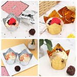 150Pcs Foil Cupcake Muffin Liners, Eusoar 3.5oz Aluminum Foil Baking Cups, Muffin Cups, Disposable Tulip Style Cupcake Cups, Baking Cups, Aluminum Cupcake Pan Ramekin Holders