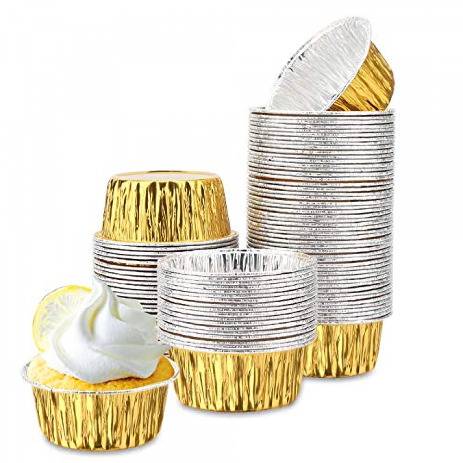 Round Ramekins Muffin Cups, Tin Foil Cupcake Pans, Disposable