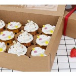Cupcake Boxes, Eusoar 12pcs 12.8"x9.8"x3.5" Cupcake Carrier, Cupcake Boxes with Inserts, Paper Cake Boxes, Cake Carrier, Mini Cupcake Boxes, Bakery Boxes, Disposable Cupcake Cntainers Holders