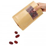 Kraft Stand Up Pouch Bags, Eusoar 50pcs 5.5" x 7.8" Kraft Paper Zipper Pouch, Storage Brown Paper Bags with Zip Lock and Transparent Window for Storing Nuts Seeds Beans Coffee Candy Snacks