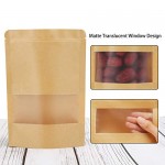 Kraft Stand Up Pouch Bags, Eusoar 50pcs 5.5" x 7.8" Kraft Paper Zipper Pouch, Storage Brown Paper Bags with Zip Lock and Transparent Window for Storing Nuts Seeds Beans Coffee Candy Snacks