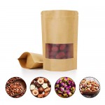 Kraft Stand Up Pouch Bags, Eusoar 50pcs 5.5" x 7.8" Kraft Paper Zipper Pouch, Storage Brown Paper Bags with Zip Lock and Transparent Window for Storing Nuts Seeds Beans Coffee Candy Snacks