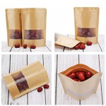 Kraft Stand Up Pouch Bags, Eusoar 50pcs 5.5" x 7.8" Kraft Paper Zipper Pouch, Storage Brown Paper Bags with Zip Lock and Transparent Window for Storing Nuts Seeds Beans Coffee Candy Snacks