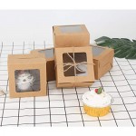Candy Boxes, Eusoar 25pcs 4.0"x 4.0"x 2.6" Individual Cupcake Boxes, Single Cupcake Box Carrier, Paper Cupcake Holder Containers, Pastry Boxes, Individual Cake Container, Gift Treat Boxes