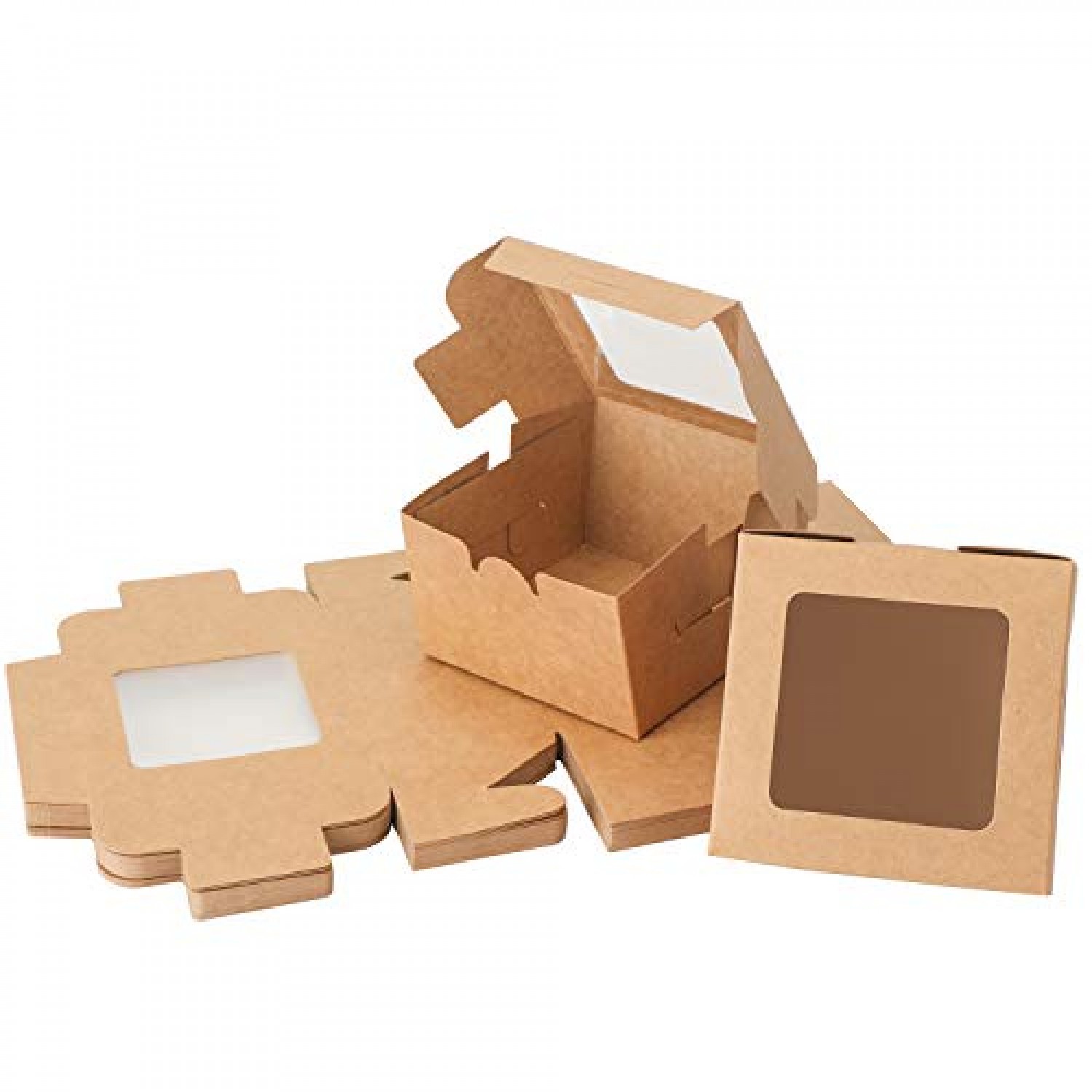 25PCS Single Cupcake Boxes Individual Cupcake Box with Window Cardboard and Inserts Rack Packaging Box for Muffin Wedding Party Guests Cakes Holder Box 