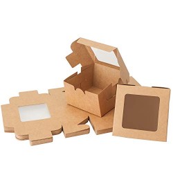 Candy Boxes, Eusoar 25pcs 4.0"x 4.0"x 2.6" Individual Cupcake Boxes, Single Cupcake Box Carrier, Paper Cupcake Holder Containers, Pastry Boxes, Individual Cake Container, Gift Treat Boxes