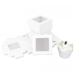 Single Cupcake Containers, Eusoar 25pcs 4.0"x4.0"x2.6" Single Cupcake Box, Individual Cupcake Boxes, Pastry Boxes, Candy Gift Treat Boxes, Individual Cake Container, Cake Boxes Single