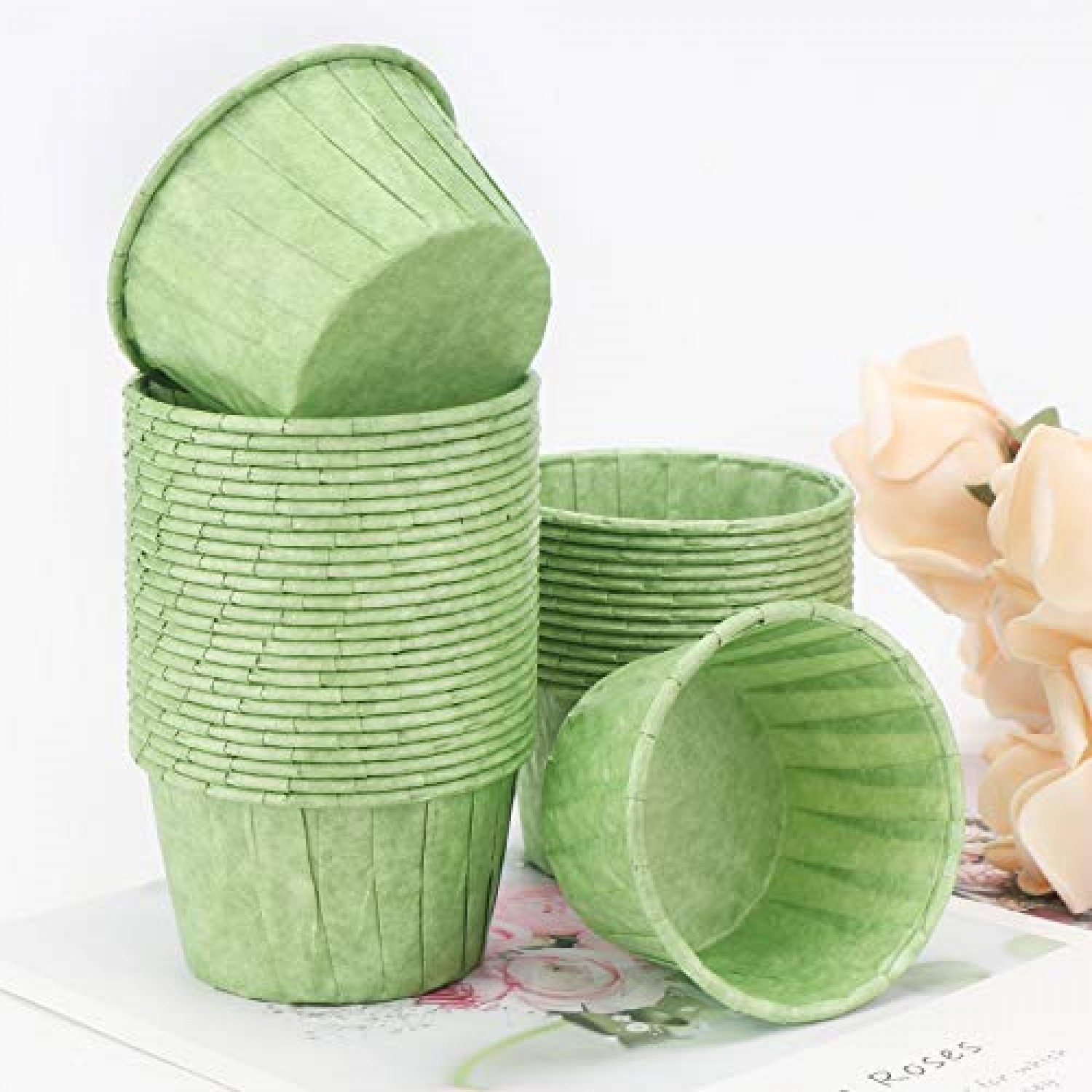 50pcs Cupcake Liners Green