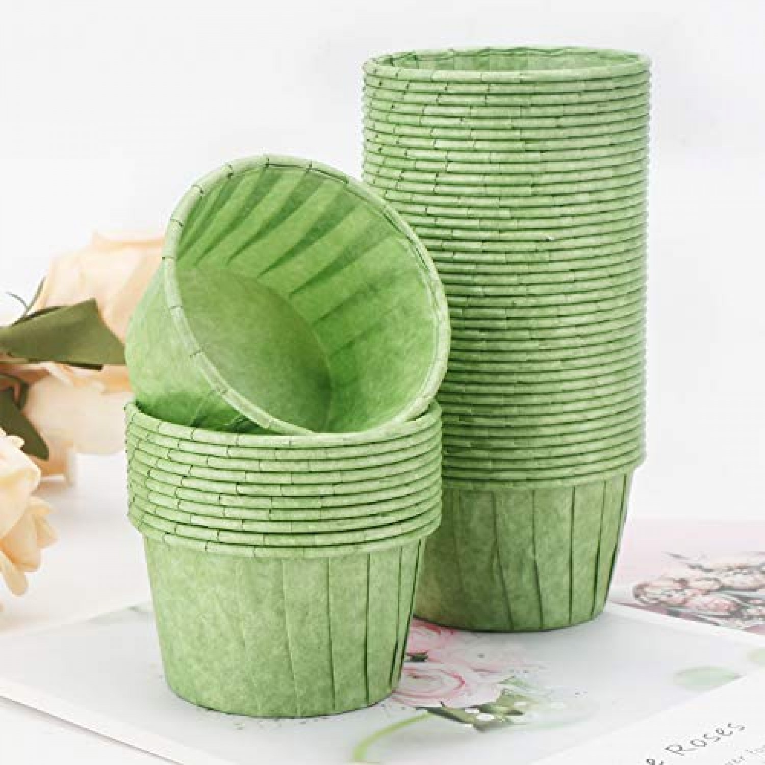 50pcs Cupcake Liners Green