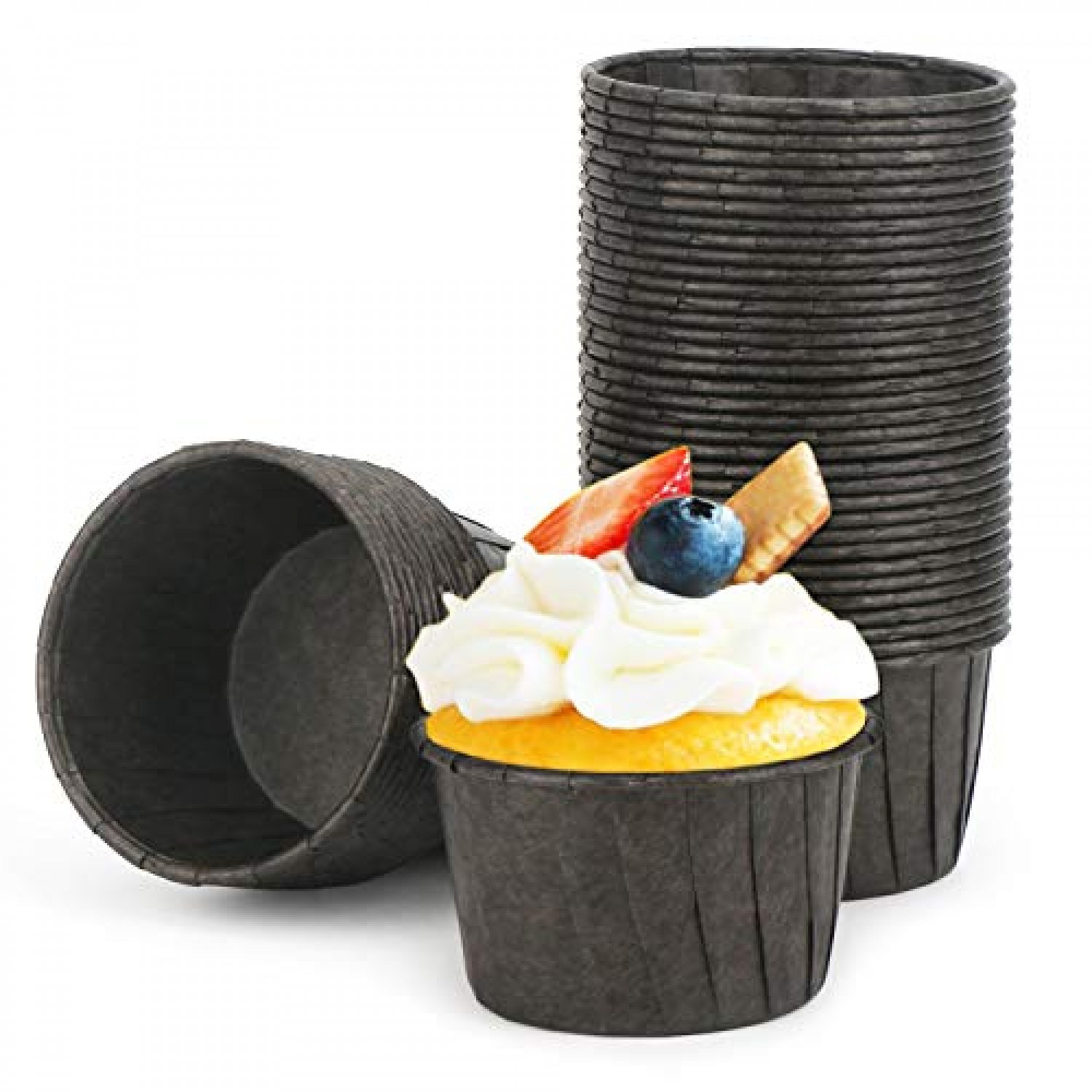 Black Mini Cupcake Liners  Black Midi Baking Cups, Greaseproof Wrappers  Bulk - Sweets & Treats™