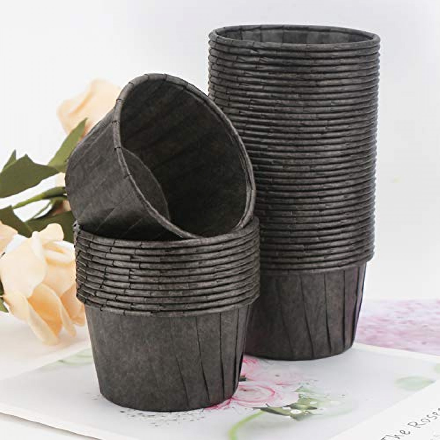 50pcs Cupcake Liners Black