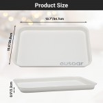 EUSOAR 1Pack Plastic 13.7" x 10.6" Large White Serving Tray- Reusable Rectangle Serving Platters for Cookie, Muffin Cake , Snack, Dessert, Fruit Party Food Display 