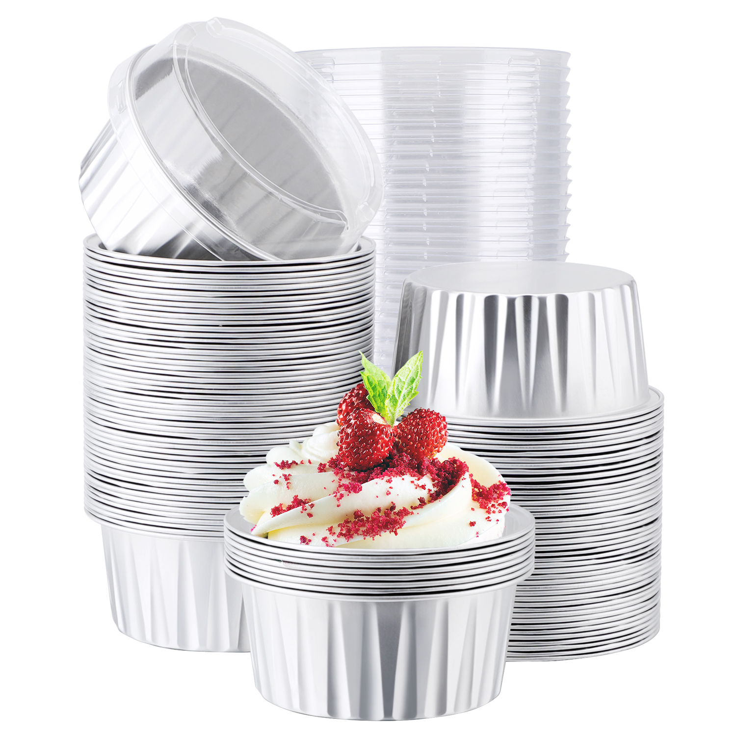 50pcs Aluminum Foil Cupcake Cups Disposable Muffin Liners Baking Cups  Aluminum Cupcake Tip Pan Rame