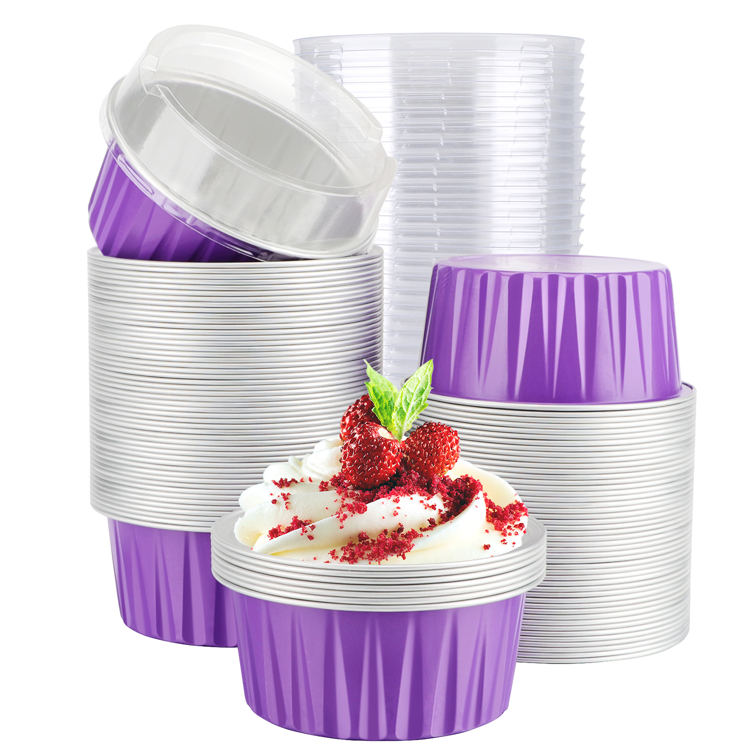 Lyellfe 60 Pack Aluminum Foil Baking Cups, 5 Oz Disposable Ramekins with  Lids, Aluminum Foil Muffin Cups, Perfect for Cupcake, Souffle, Individual  Cheesecake